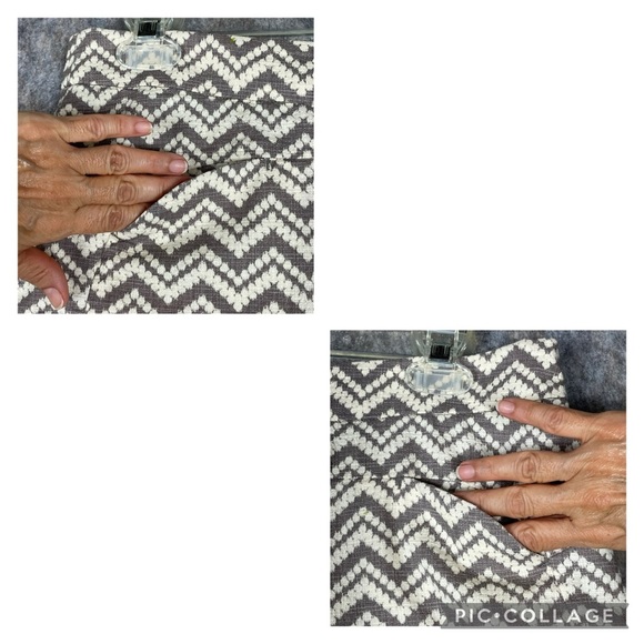 Anthropolgie Cartonnier Melisma Chevron High Rise Beige Classic Shorts - Sz 8 - Picture 4 of 11